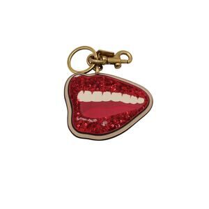 Coach Tom Wesselmann Red Lips Bag Charm Sequin Leather Keychain Pop Art Limited